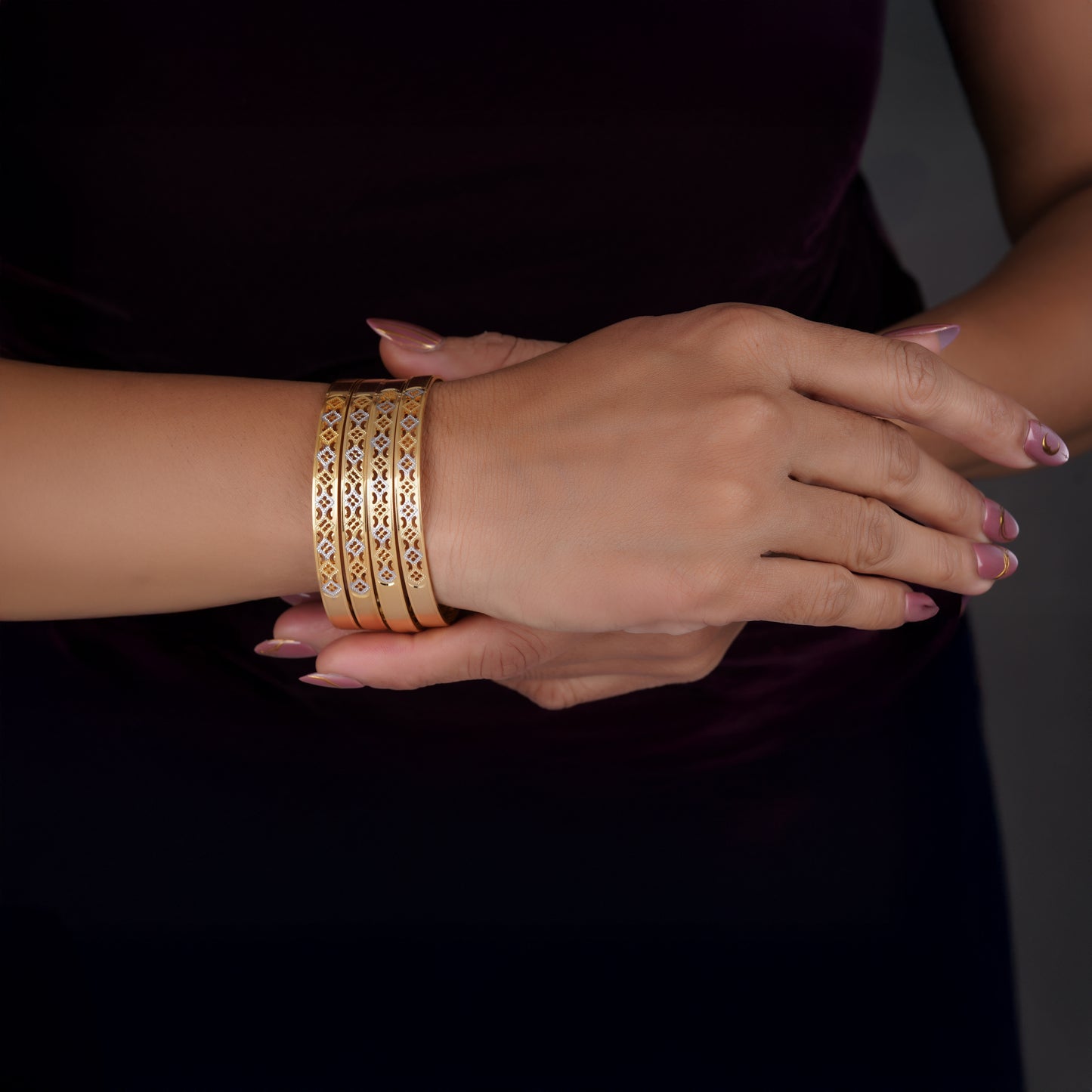 Classic Diamond Band Bangles – Timeless Elegance for Women