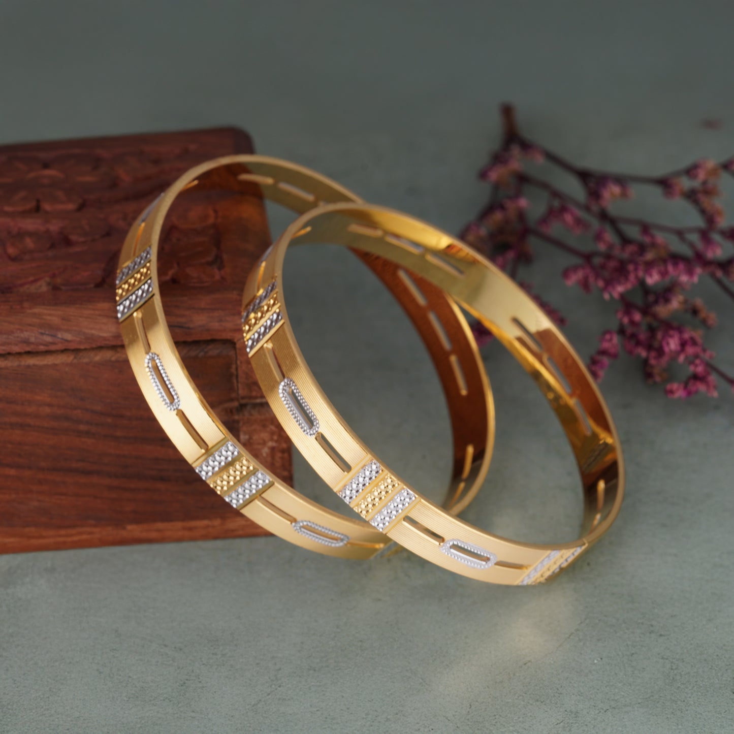 Classic Heart Line Diamond Band Bangles – Timeless Elegance for Women