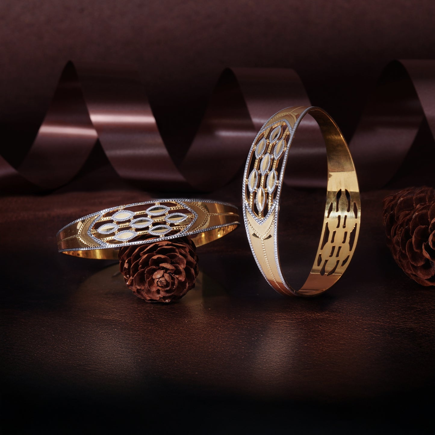 Classic Heart Line Diamond Band Bangles – Timeless Elegance for Women