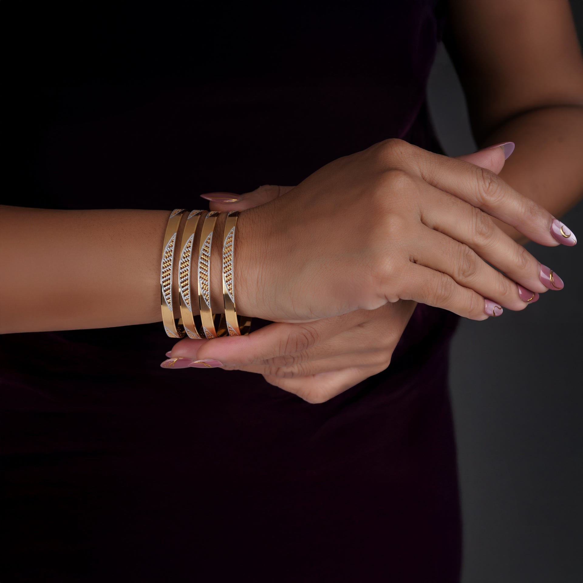Classic Diamond Band Bangles – Timeless Elegance for Women