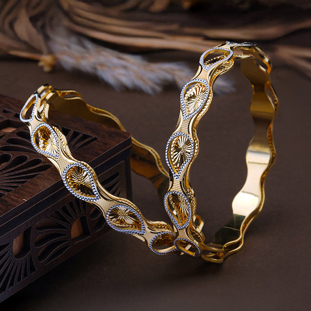 Classic Heart Line Diamond Band Bangles – Timeless Elegance for Women