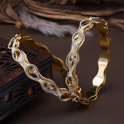Classic Heart Line Diamond Band Bangles – Timeless Elegance for Women