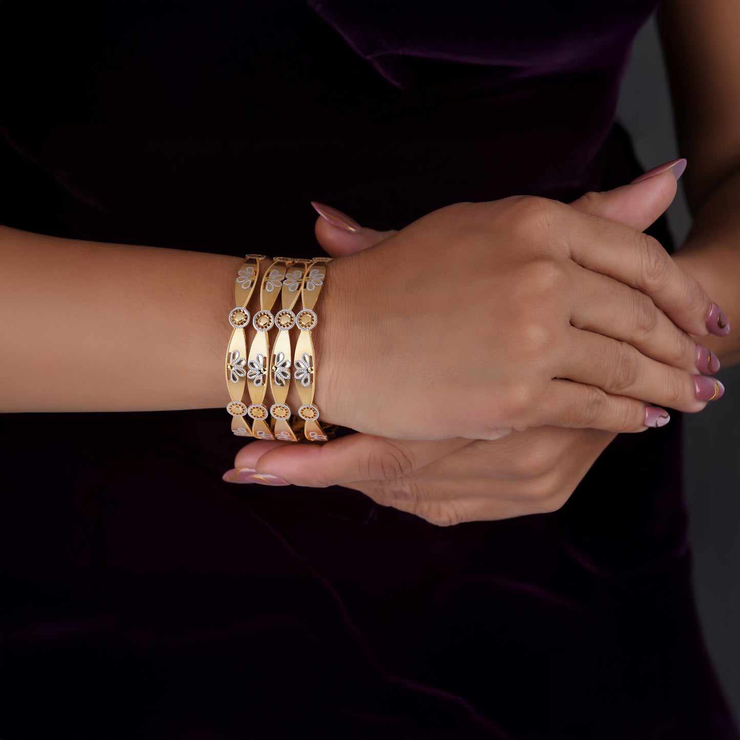 Classic Kari Line Diamond Band Bangles – Timeless Elegance for Women