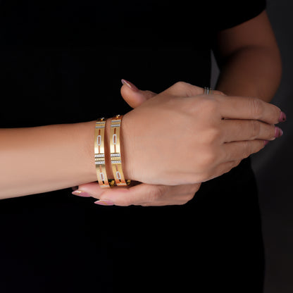 Classic Heart Line Diamond Band Bangles – Timeless Elegance for Women