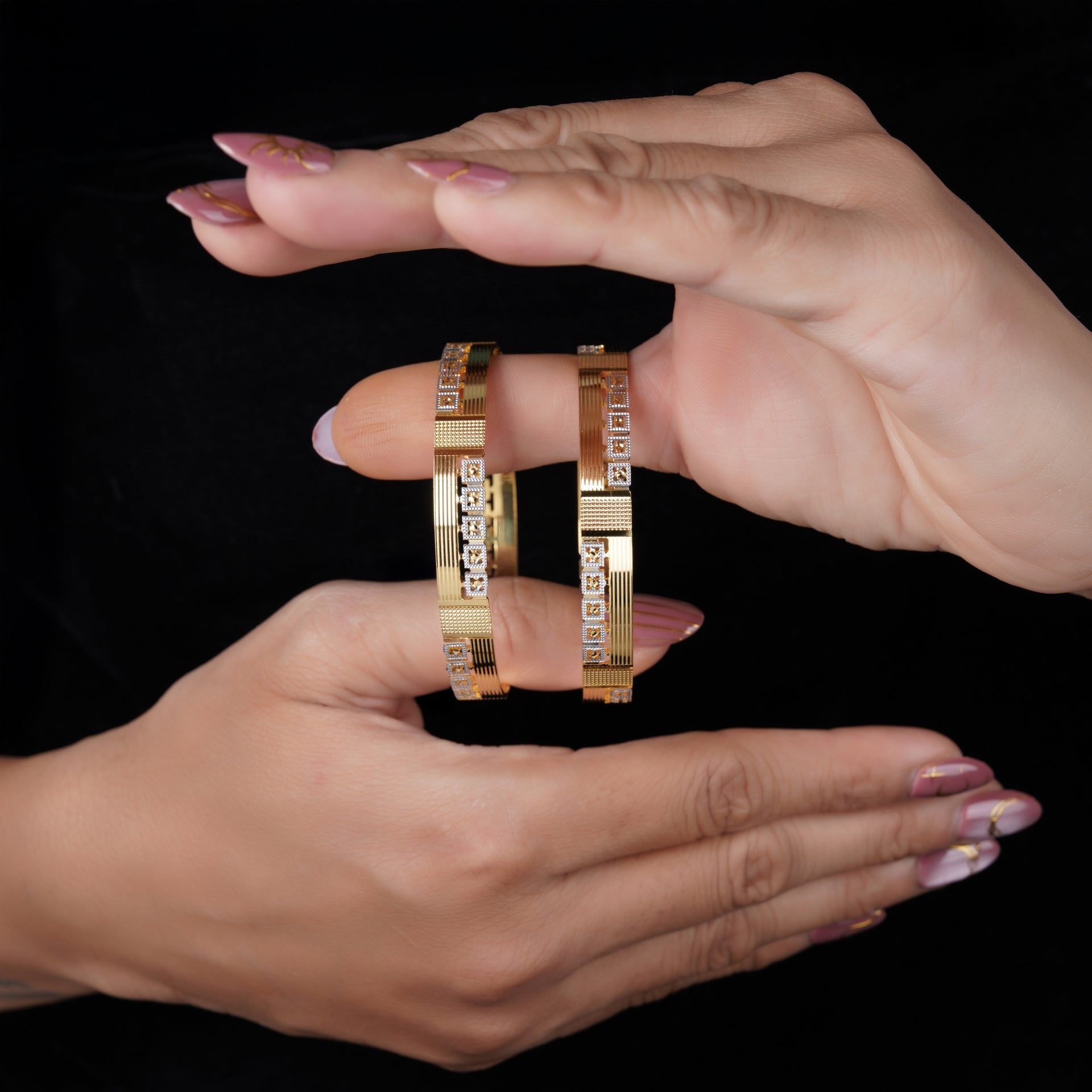 Classic Heart Line Diamond Band Bangles – Timeless Elegance for Women