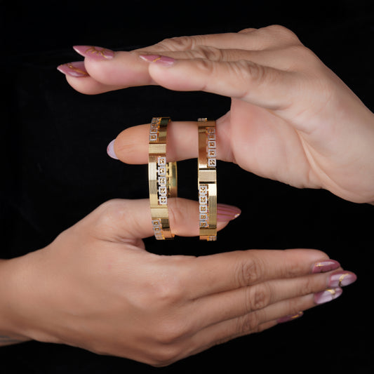 Classic Heart Line Diamond Band Bangles – Timeless Elegance for Women