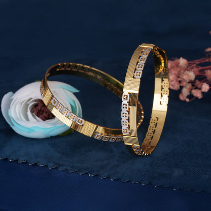 Classic Heart Line Diamond Band Bangles – Timeless Elegance for Women