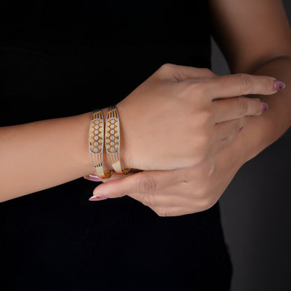 Classic Heart Line Diamond Band Bangles – Timeless Elegance for Women