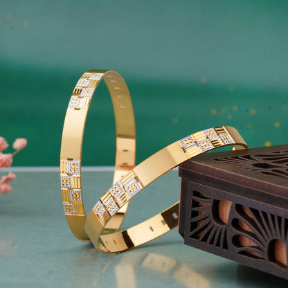 Classic Heart Line Diamond Band Bangles – Timeless Elegance for Women