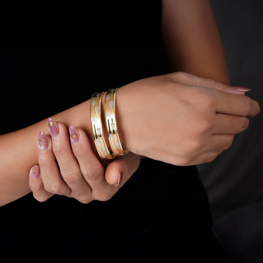 Classic Heart Line Diamond Band Bangles – Timeless Elegance for Women