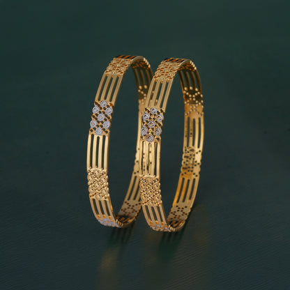 Classic Heart Line Diamond Band Bangles – Timeless Elegance for Women