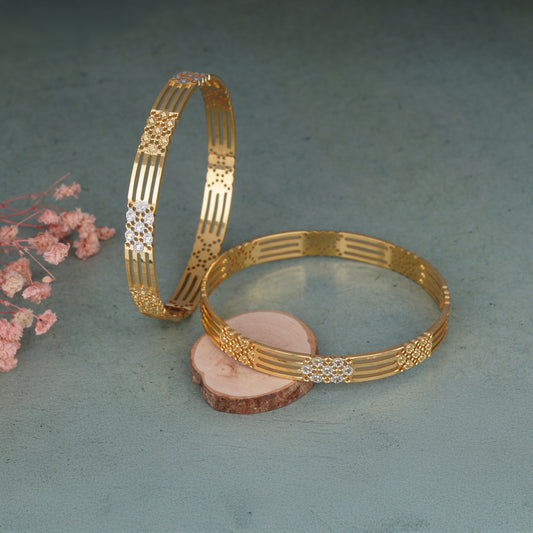 Classic Heart Line Diamond Band Bangles – Timeless Elegance for Women