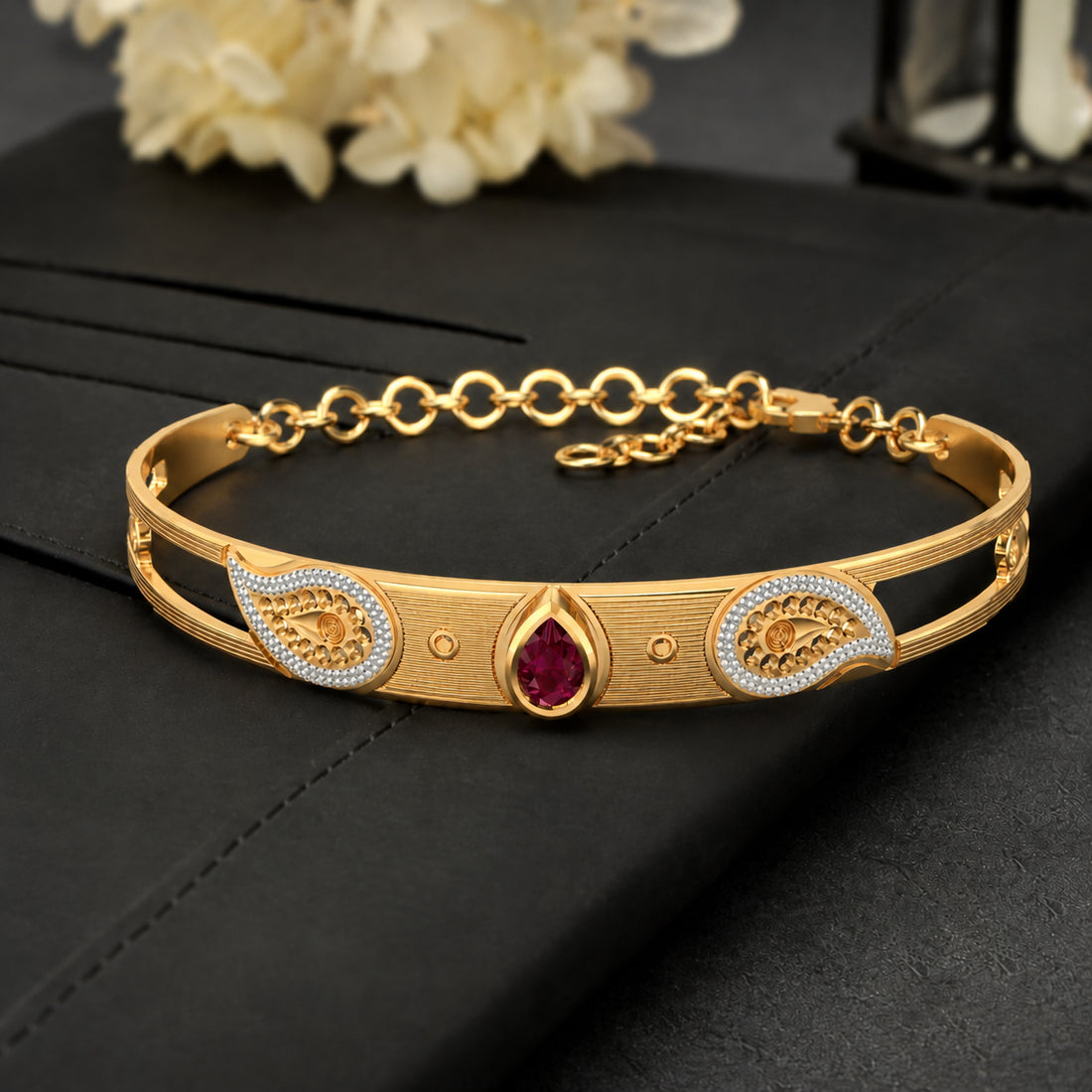 Gold-Plated Ruby Stone Bracelet for Women