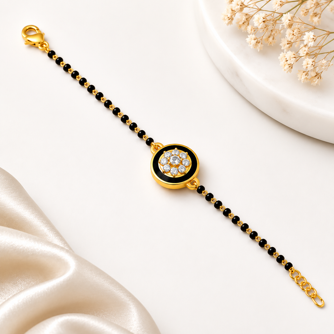 CYGNI Midnight Bloom Mangalsutra Bracelet
