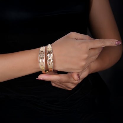 Classic Heart Line Diamond Band Bangles – Timeless Elegance for Women