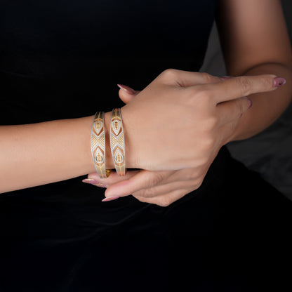 Classic Heart Line Diamond Band Bangles – Timeless Elegance for Women
