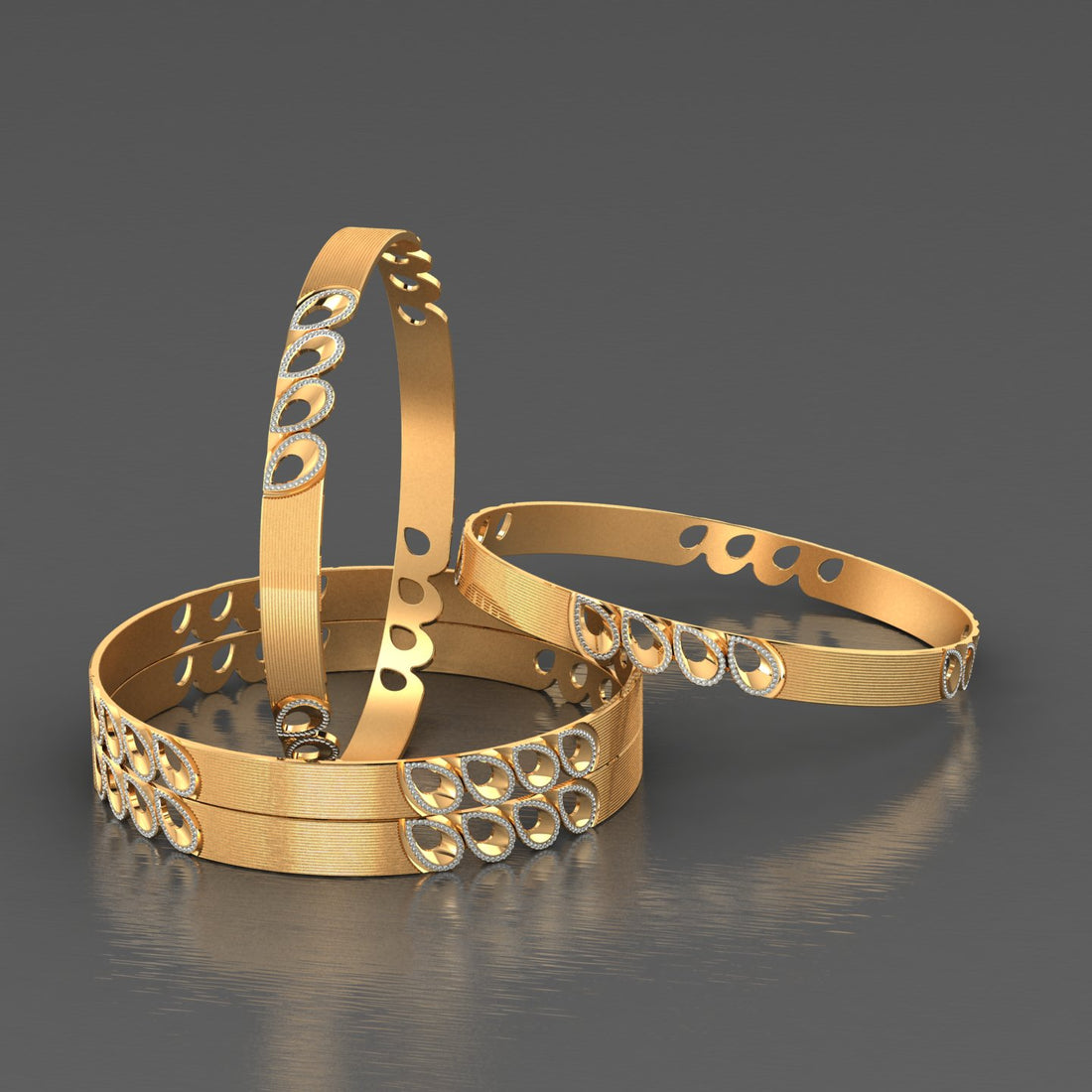 Golden Cascade 4 Pcs Bangles