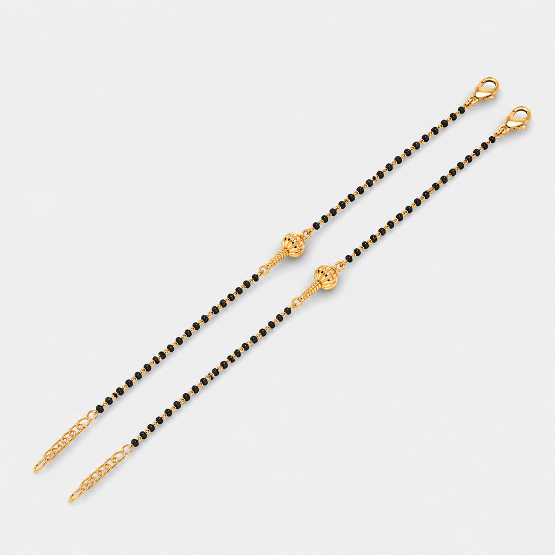 CYGNI Kids Hanuman Gada Nazariya Bracelet | Gold Plated Black Bead Bracelet for Baby Boys & Girls | Adjustable Lucky Bracelet