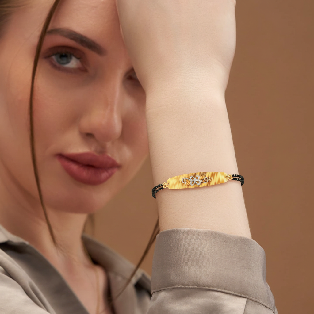 Elegant Circle Diamond Mangalsutra Bracelet – Traditional & Stylish Jewellery for Women