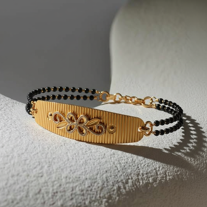 Elegant Circle Diamond Mangalsutra Bracelet – Traditional & Stylish Jewellery for Women