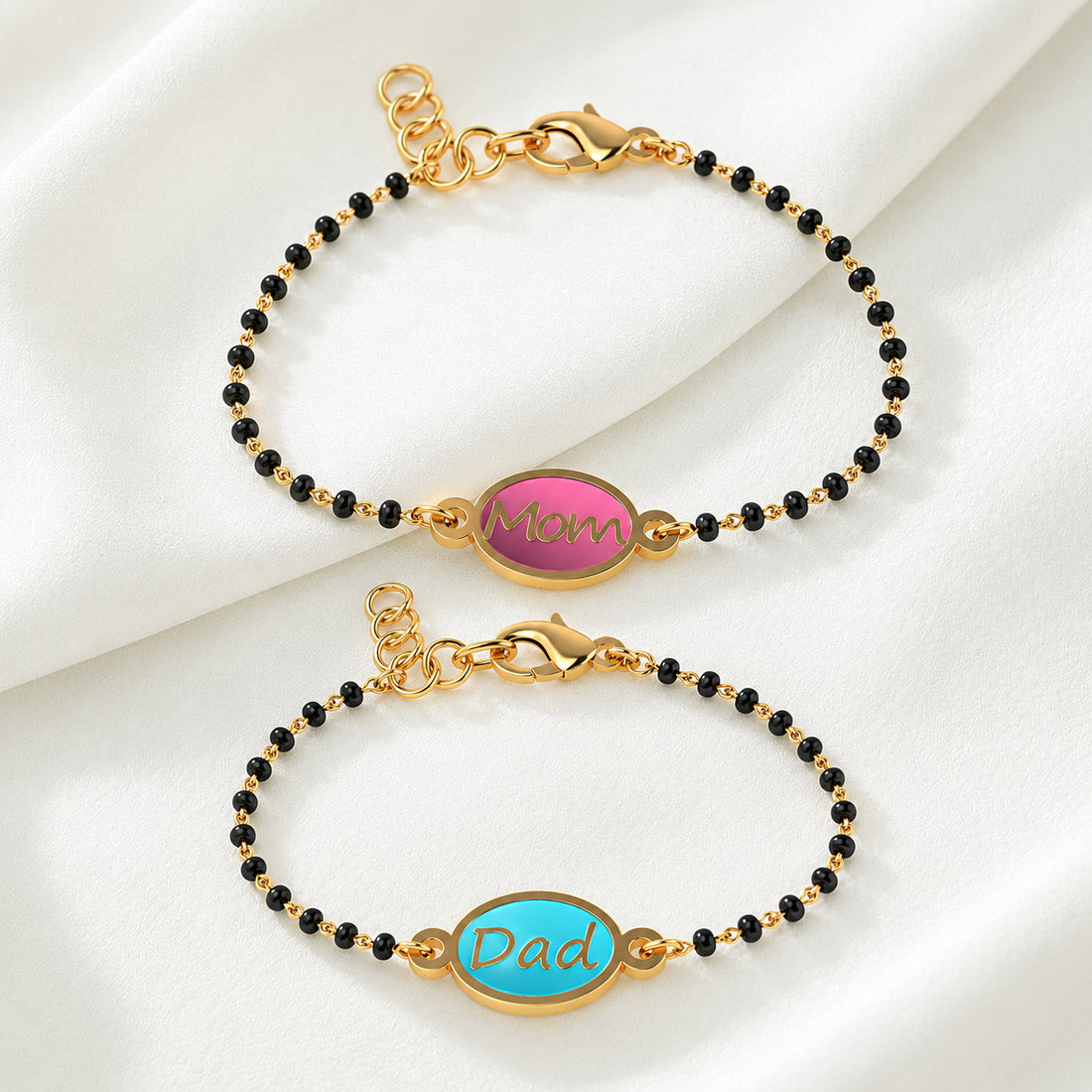Mom Dad Matching Bracelet Set | Gold Plated Nazariya Bracelets | CYGNI Bangles