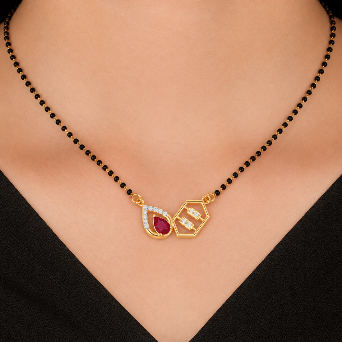 Esha Ruby 18K Gold Plated Mangalsutra