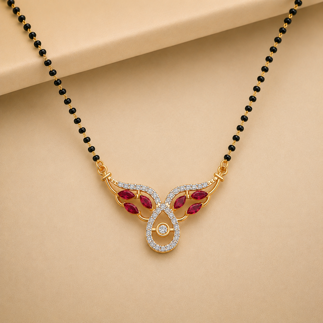 Aarunya Diamond Bar 18K Gold Plated Mangalsutra