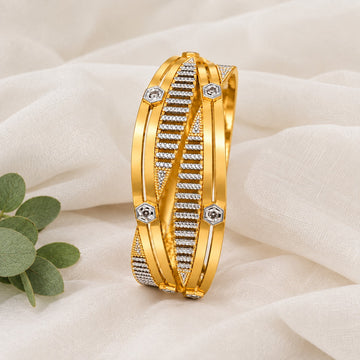 CYGNI Premium Dual Tone Gold Plated Designer Bangles for Women – Set of 2