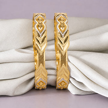CYGNI Aaradhya Leaf Design Gold-Plated Bangles – Set of 2