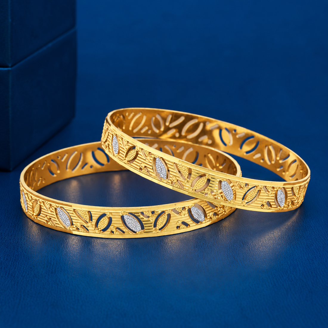 CYGNI Avni Geometric Gold Plated Bangles – Set of 2