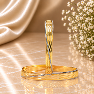 CYGNI Dual Tone Gold & Silver Finish Designer Bangles – Set of 2