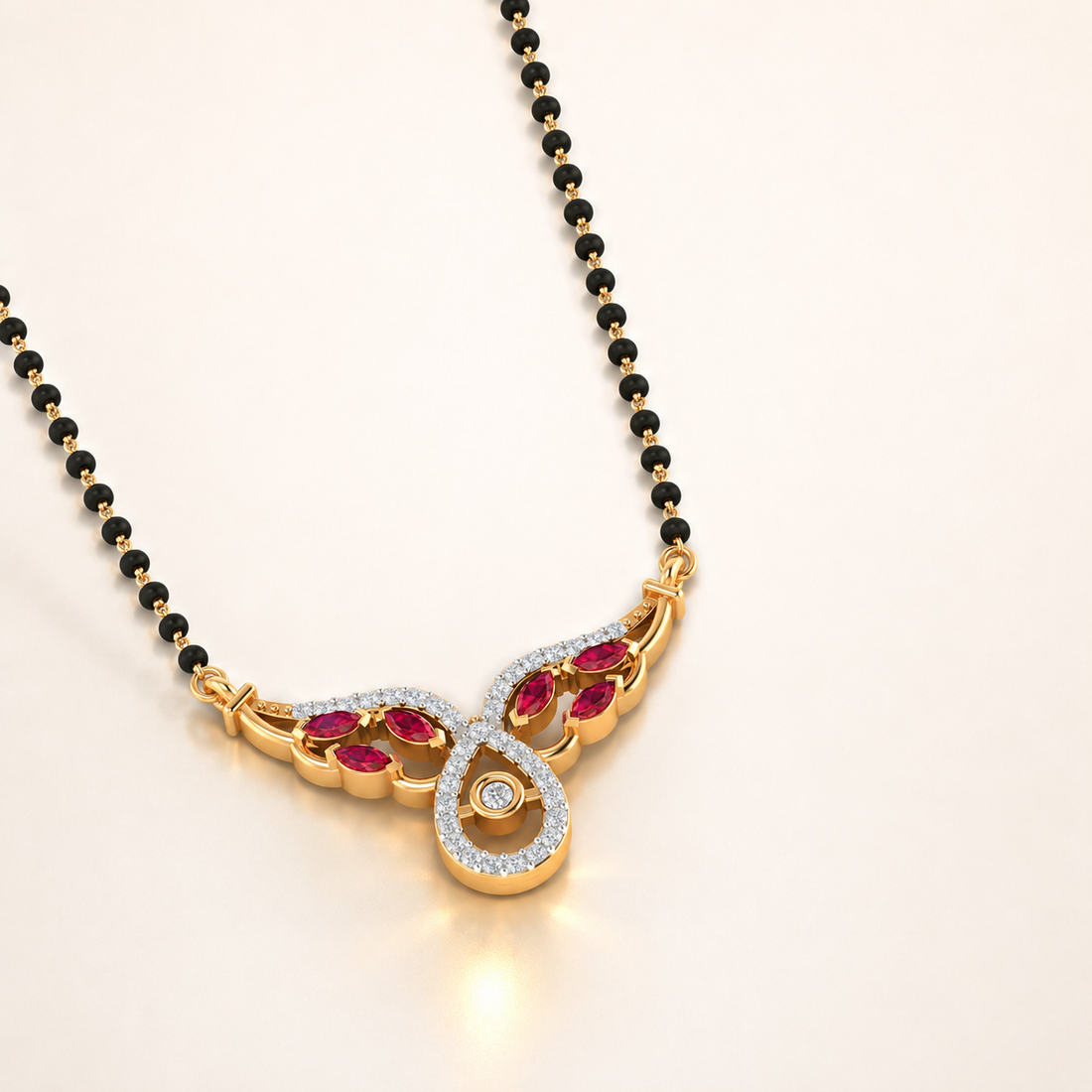Aarunya Diamond Bar 18K Gold Plated Mangalsutra